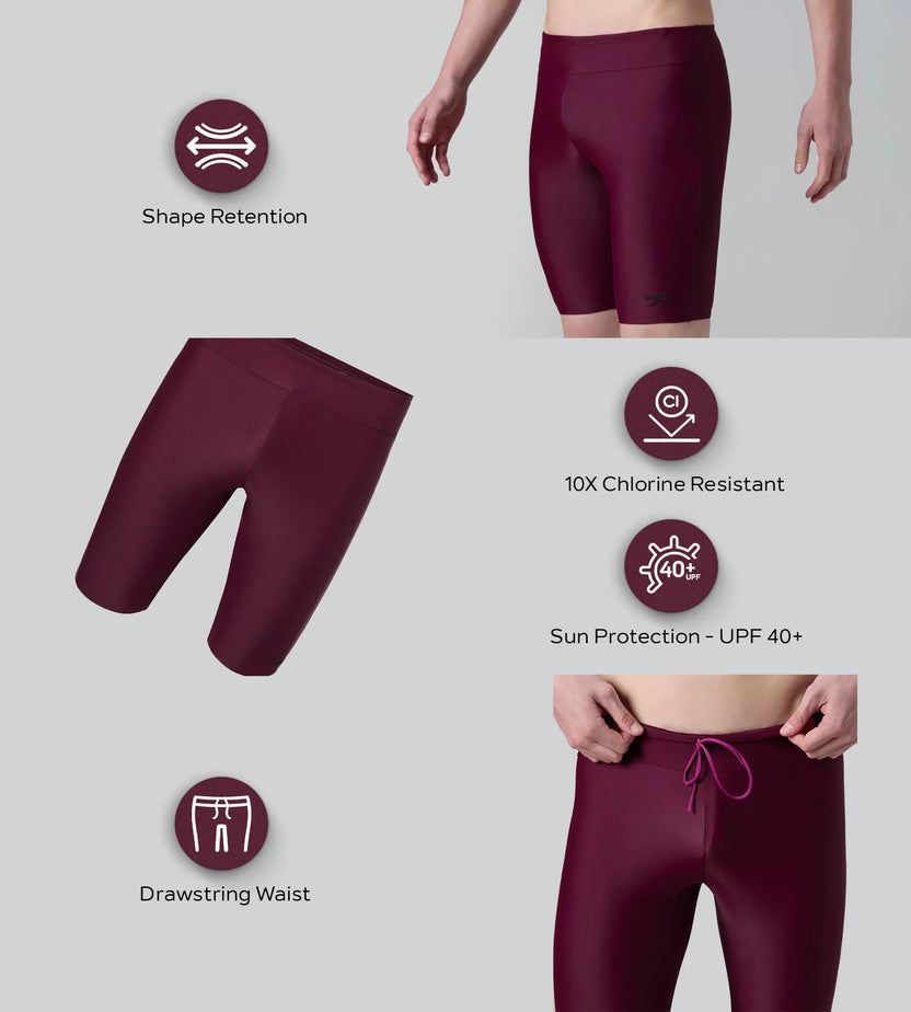 Speedo Essential Jammer Men’s Swimwear – Chockaberry | Chlorine Resistant Swimming Jammer with Shape Retention & UPF 40+ Protection