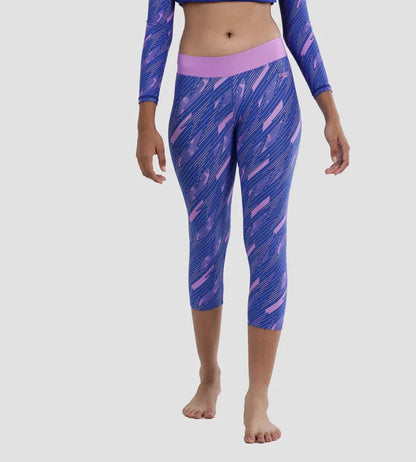 Speedo Girl's Endurance 10 Hyperboom Printed Capri – Sweet Purple & True Cobalt, Size for 10 Year Girl | Chlorine Resistant & UPF 40+ Sun Protection - Jaiman Toys