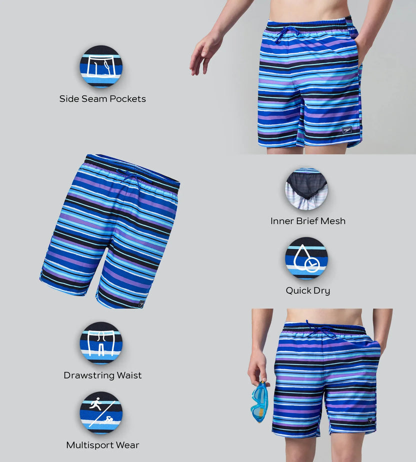 Speedo Men’s 4-Way Stretch Printed Watershorts with Side Pockets | Light Weight Fabric | Quick Dry