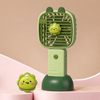 Portable Handheld Mini Fan with Stand – Cute Cartoon Personal Cooling Fan for Travel, Office & Outdoor Use (Pack of 1)