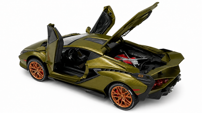 Joy Junction Lamborghini Sian FKP 63 1:24 Scale Die-Cast Model Car with Display Case – Premium Metal Hypercar Collectible (Olive Green)