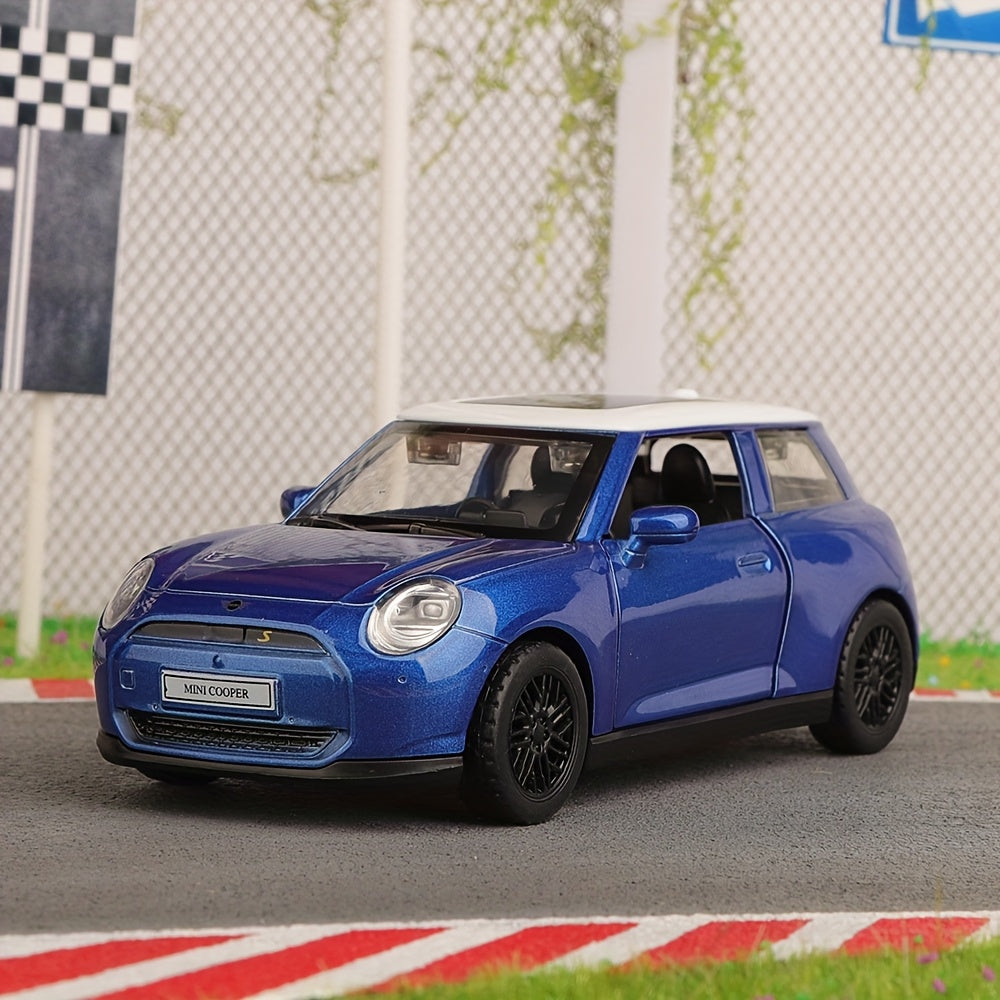 MSZ 1:38 Mini Cooper SE J01 Blue Die-Cast Model Car with Openable Doors