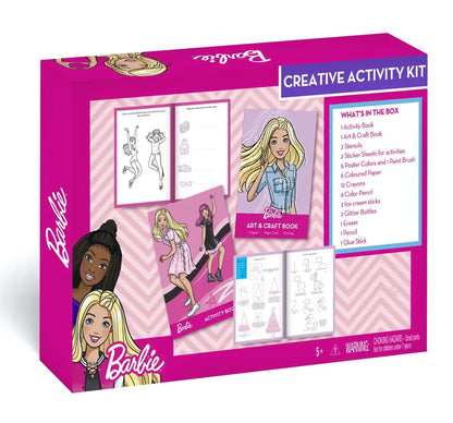 Barbie Creative Activity Kit, Multiple Activity Barbie themed DIY Craft Kit, Includes drawing, colouring, art and craft, sticker-based activities, Kids for 5Y+, Multicolour
