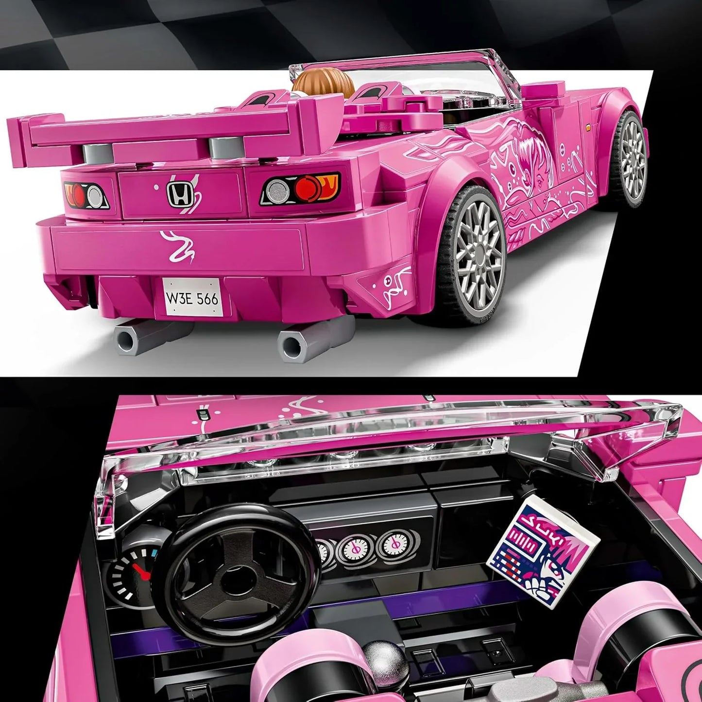 LEGO 77241 Speed Champions 2 Fast 2 Furious Honda S2000 - Pink Car Toy with Anime-Style Graphics - incl. a Suki Minifigure with a Spanner - Gift For 9+ Year Old Boys, Girls & Adult Movie Fans