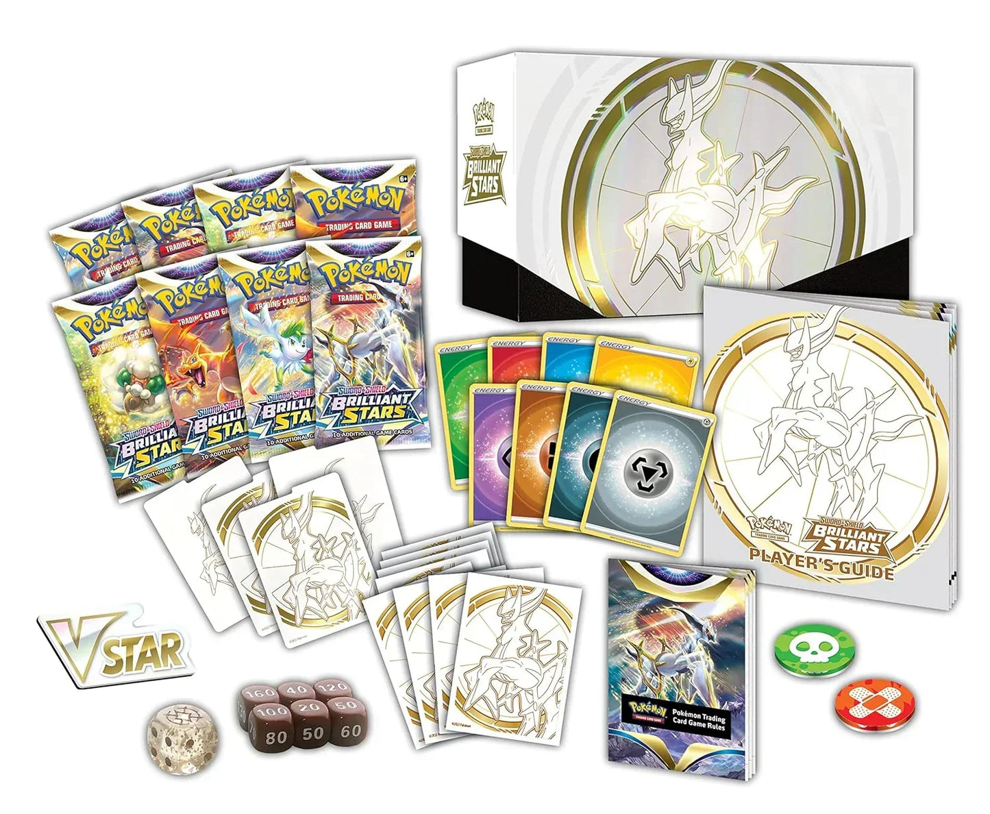 Original Pokémon TCG Sword & Shield: Brilliant Stars Elite Trainer Box – Arceus Edition, 8 Booster Packs, Official Pokémon ETB