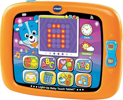 VTech Light-Up Baby Touch Tablet | Interactive Learning Tablet with Lights, Sounds, Music, Letters, Numbers & Pretend Apps | Orange