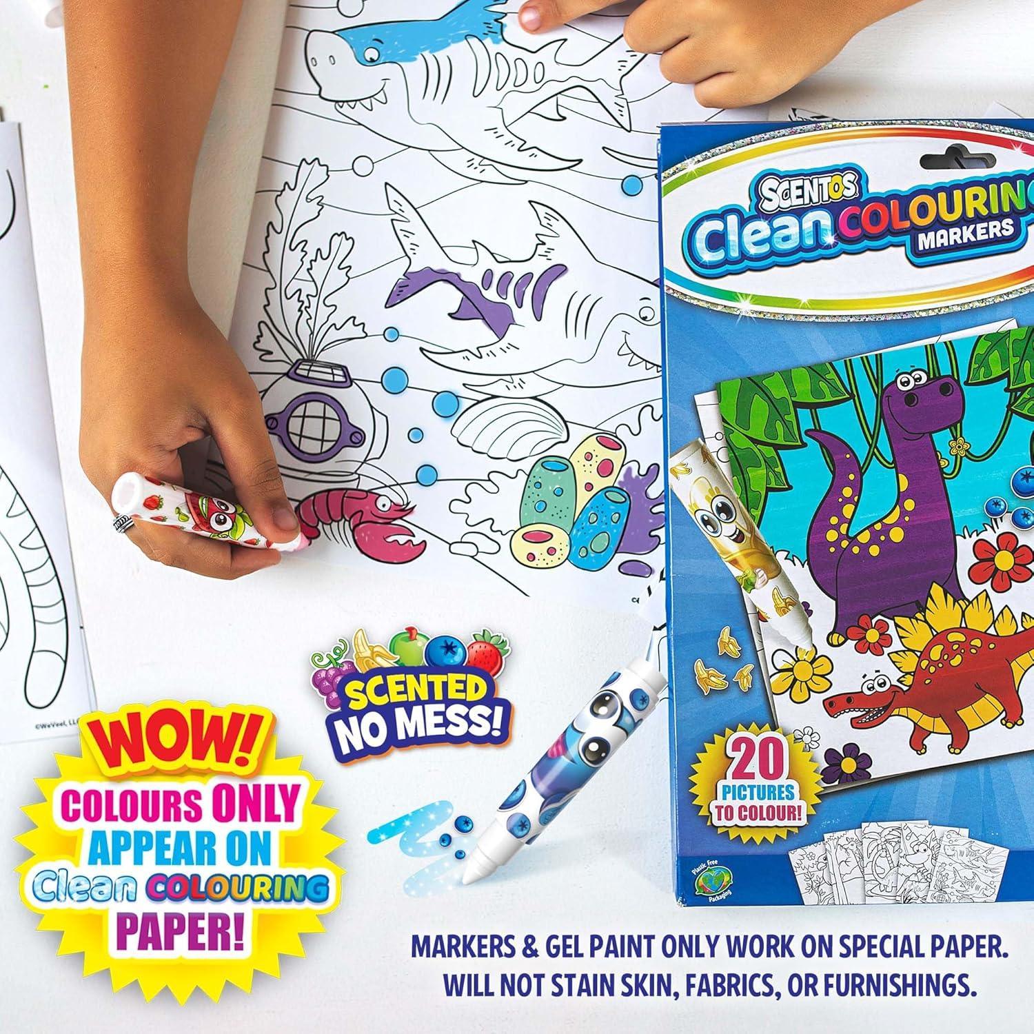 Scentos CleanColouring Markers Adventure Set Mess Free Scented Coloring Fun - Jaiman Toys