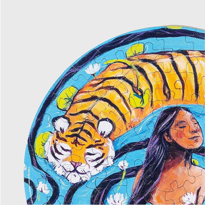 Jigsaw Nation 100 Piece Circle Puzzle – Endangered Circle of Life by Annada Menon | Artistic Circular Jigsaw Puzzle for Kids & Adults