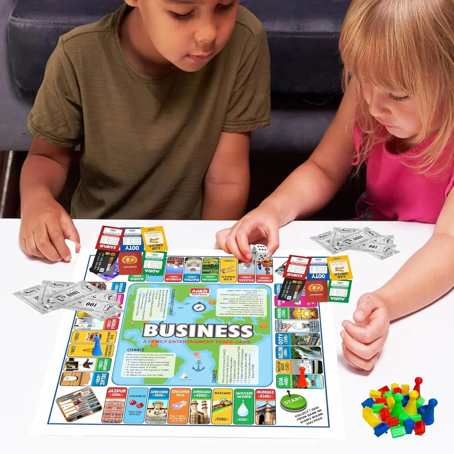 Ankit Toys Business Board Game – 38×38 cm Indian Real Estate Strategy Game for Kids & Families