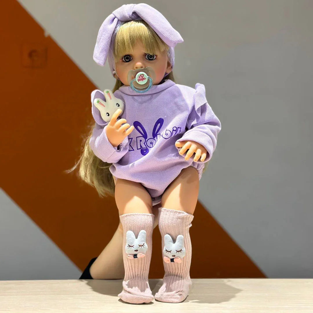 Lifelike Reborn Baby Girl Doll – Toddler with Realistic Sound & Brown Hair