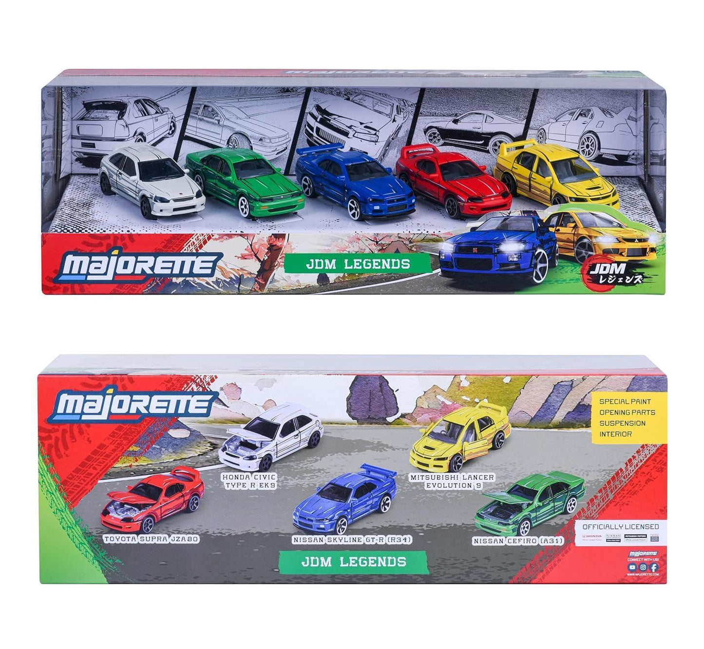 Majorette JDM Legends Die-Cast Car Set (5 Cars) | Japanese Performance Models | Metal Body | 3+ Years