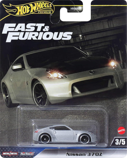 Hot Wheels Premium Fast & Furious Nissan 370Z 1:64 Die-Cast Model Car – Real Riders | Metal Body | 3/5 (Silver)