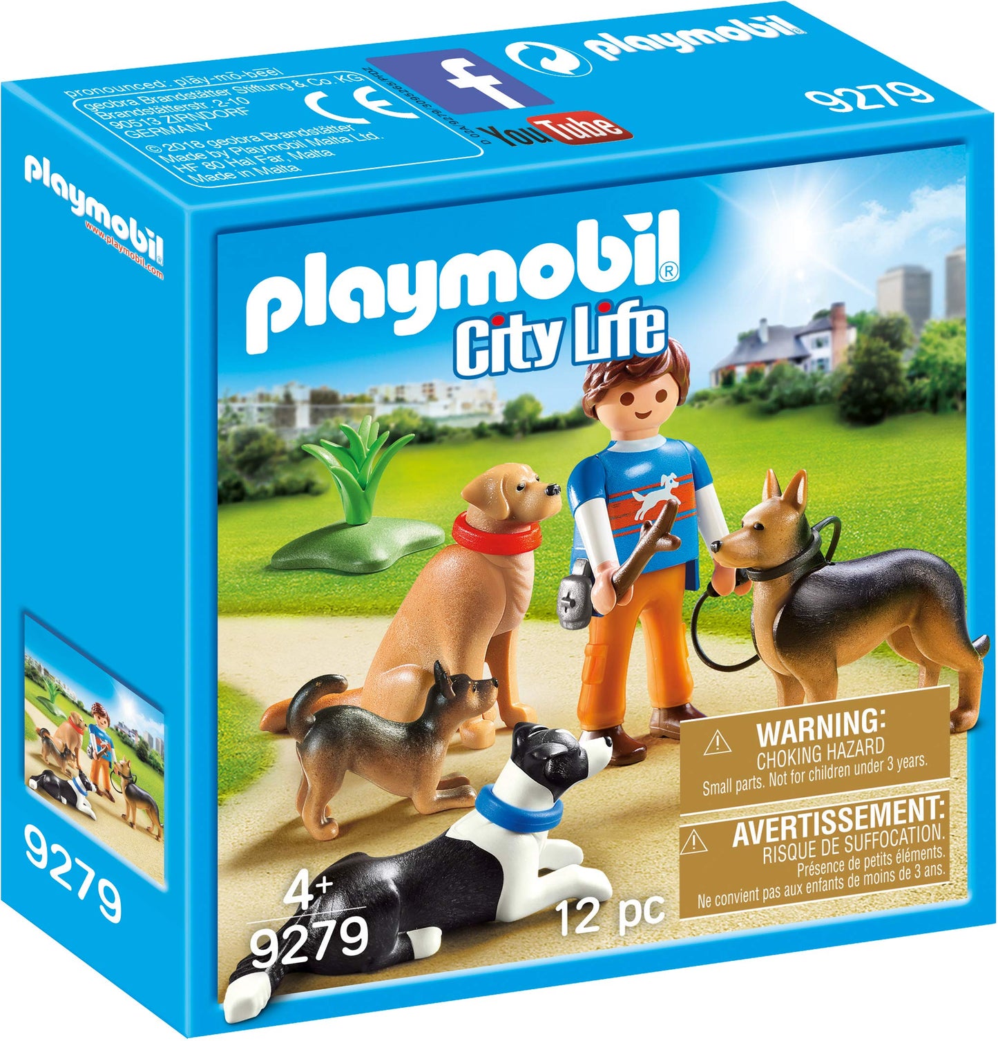 (Box Damaged) Playmobil 9279 City Life Dog Trainer Playset | 12-Piece Animal Training Toy Set with Trainer Figure, 3 Dogs & Accessories | Creative Role Play Toy for Kids Ages 4+ Years