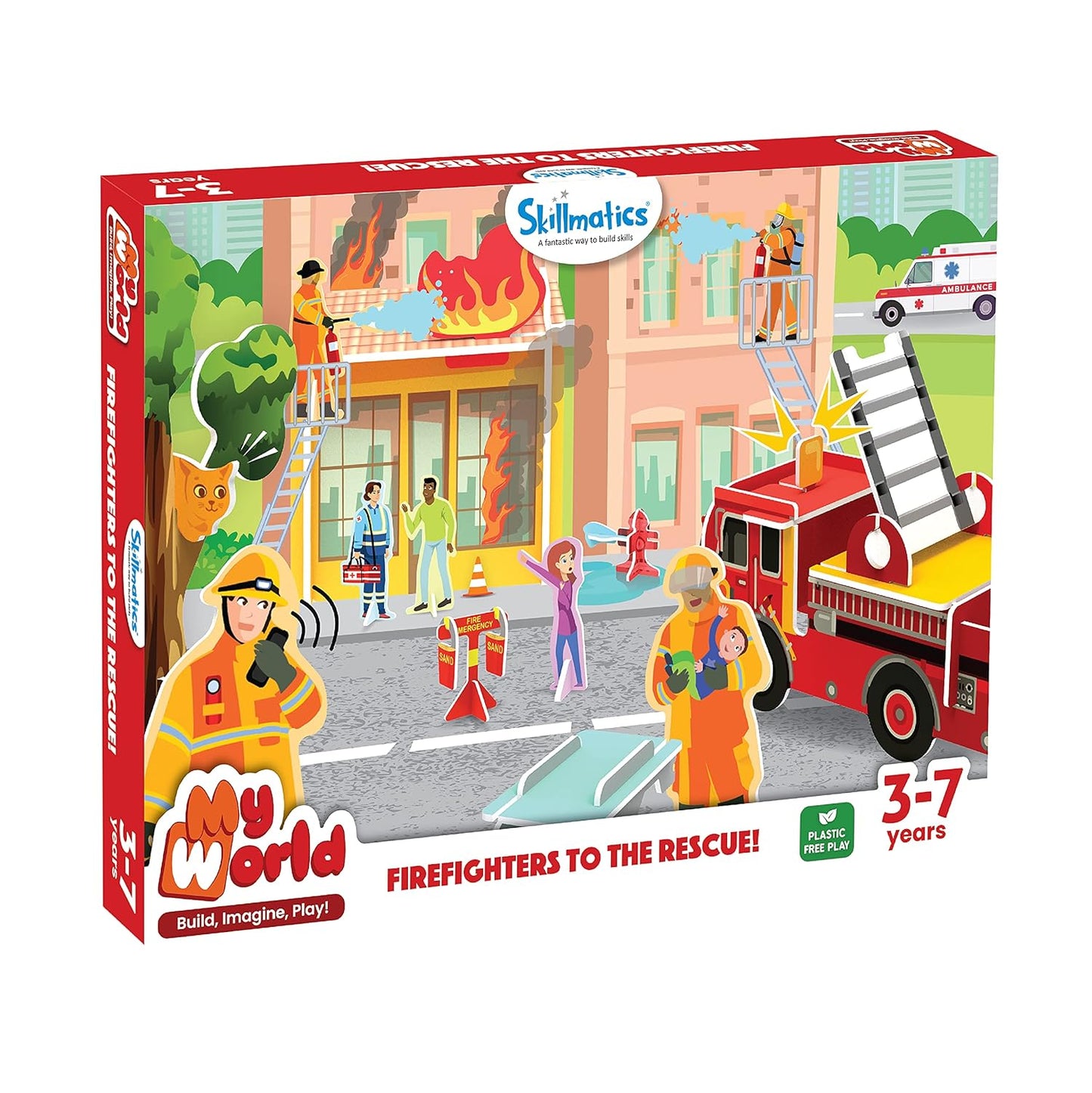 Skillmatics My World-Firefighters To The Rescue, Stem Building Playset & Learning Toy For Preschool Kids, Gifts For Ages 3 To 7, Multi color