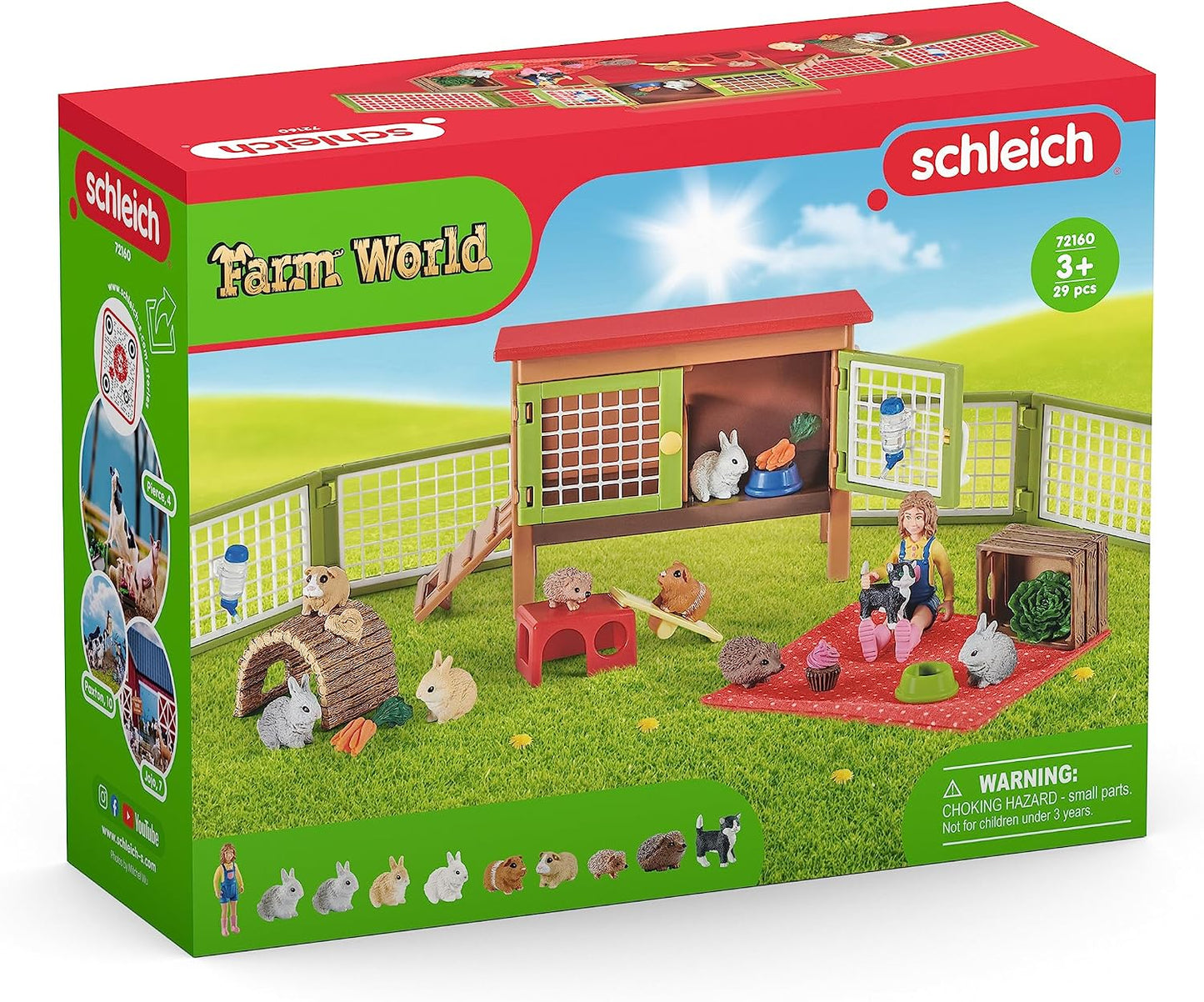 Schleich Farm World - 29Pc Picnic With Little Pets - Kids Ages 3+ | 72160 | Farm Animal Figurine, Realistic Animal Toys, Barn Toy for Kids 3+, Screen-Free Imaginative Pretend Play, Montessori Toy