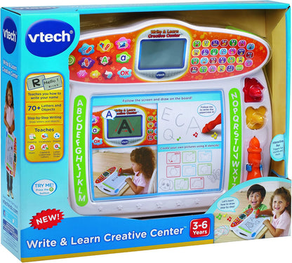 VTech Write and Learn Creative Center, White | Interactive Writing & Drawing Learning Board with Smart Stylus, 70+ Letters & Objects, Step-by-Step Tracing, Educational Toy for Kids