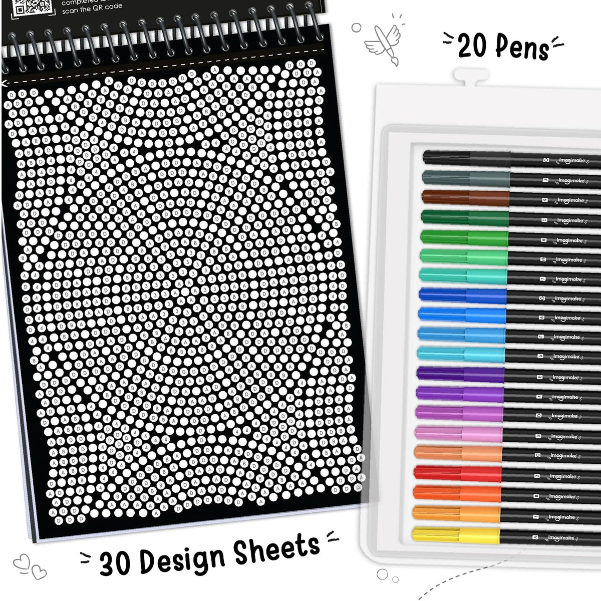 Imagimake Look What I Made! Mystery Mosaic Patterns Paint by Numbers Art Kit with 30 Designs & 20 Colour Pens – Creative Activity Set for Kids Ages 6+
