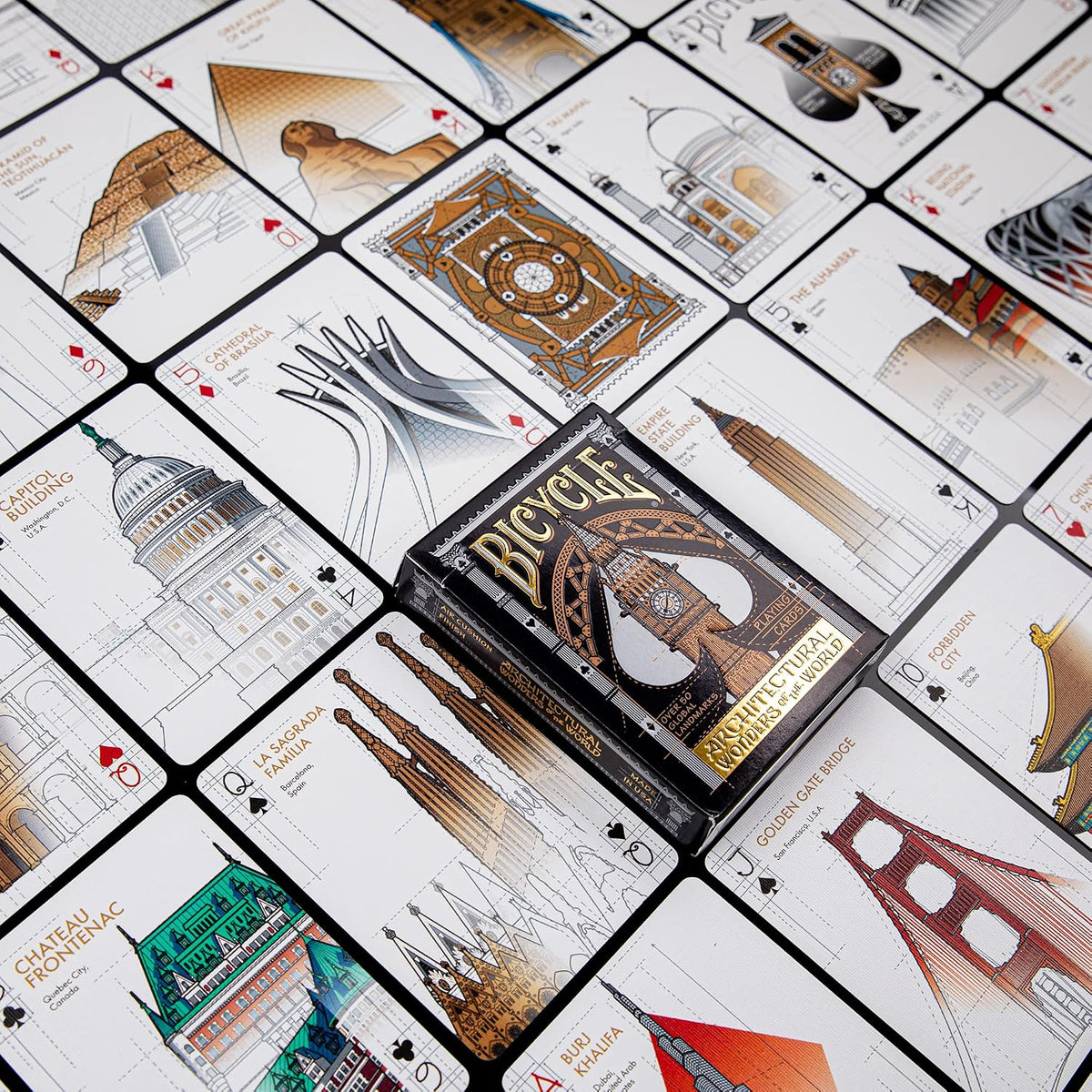 Bicycle Architectural Wonders of the World Playing Cards – Collectible Poker Deck with Air-Cushion Finish