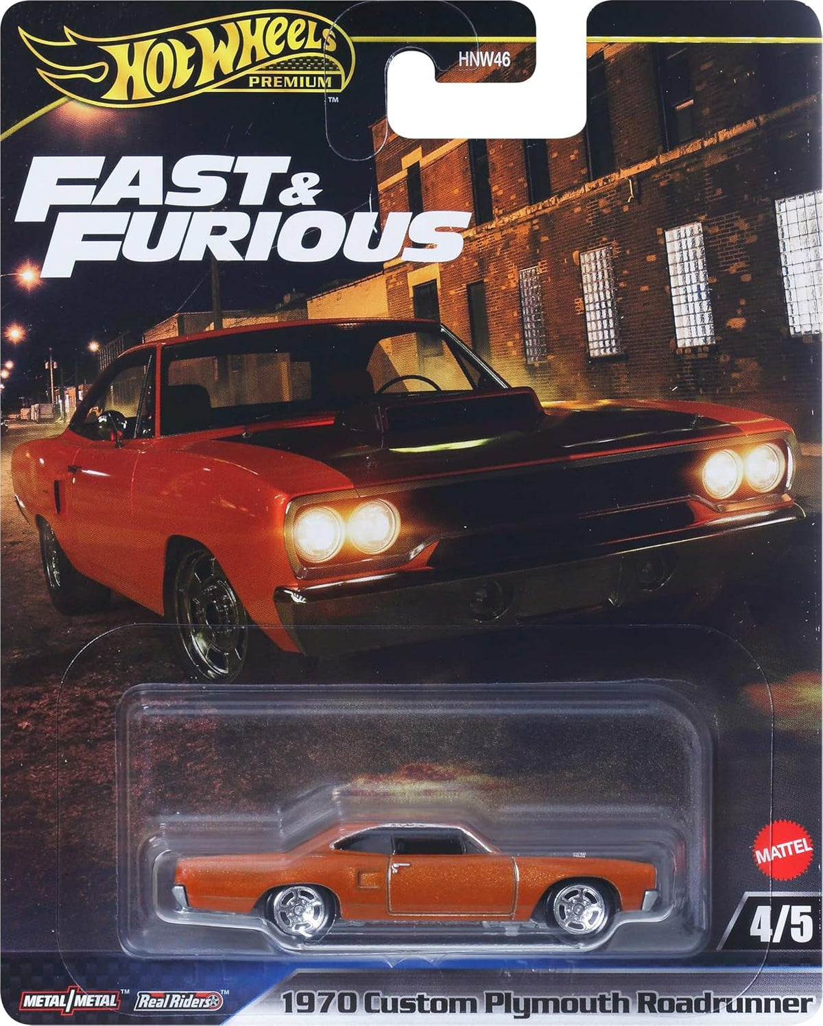 Hot Wheels Premium Fast & Furious 1970 Custom Plymouth Roadrunner 1:64 Diecast Scale Model Car for Collectors