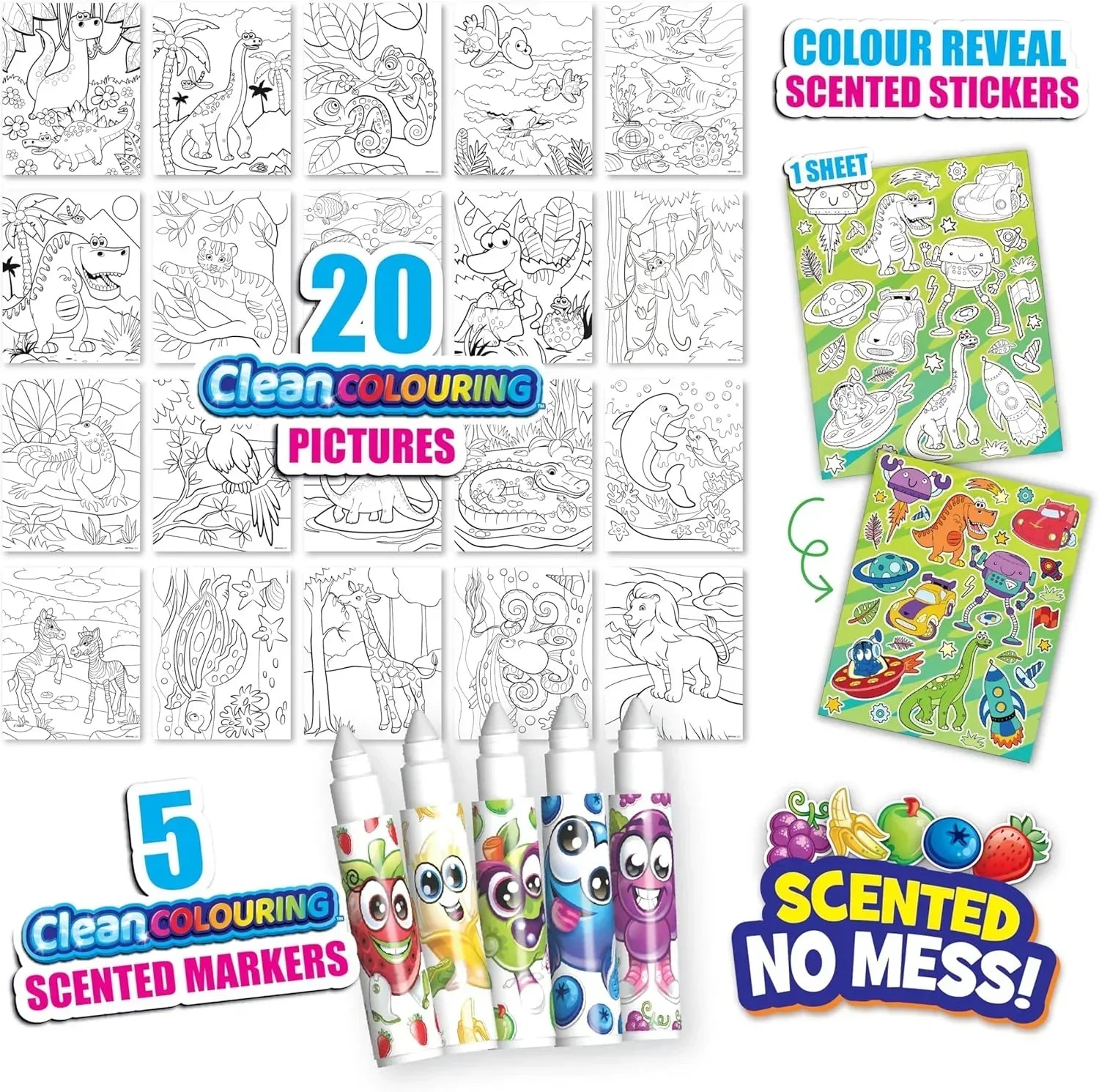 Scentos CleanColouring Markers Adventure Set Mess Free Scented Coloring Fun - Jaiman Toys