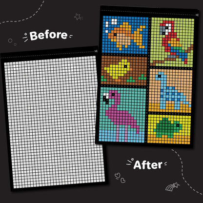 Imagimake Look What I Made! Mystery Mosaic Patterns Paint by Numbers Art Kit with 30 Designs & 20 Colour Pens – Creative Activity Set for Kids Ages 6+