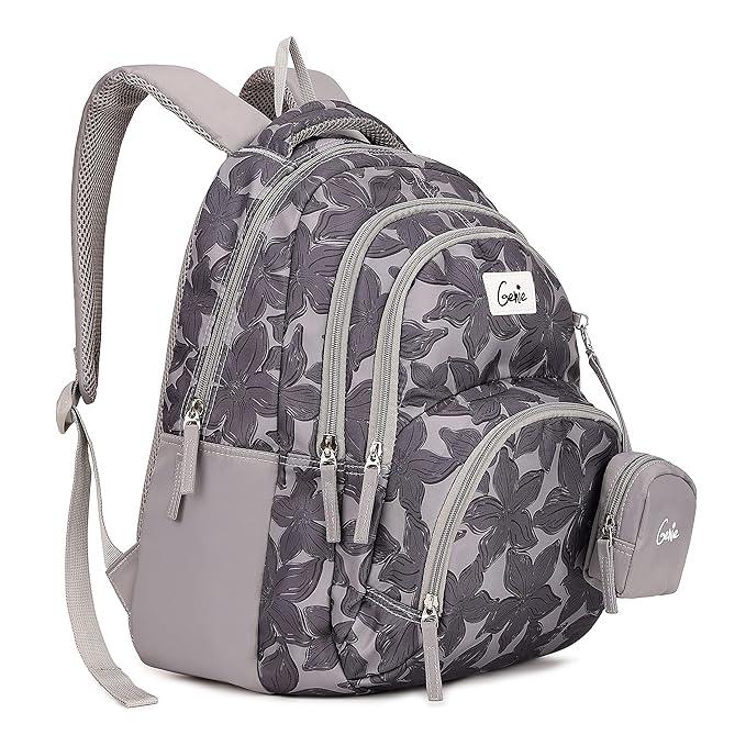 Genie Spring Backpack for Girls – 17” | Cute, Colorful, Lightweight & Water-Resistant with Happy Pouch - Jaiman Toys