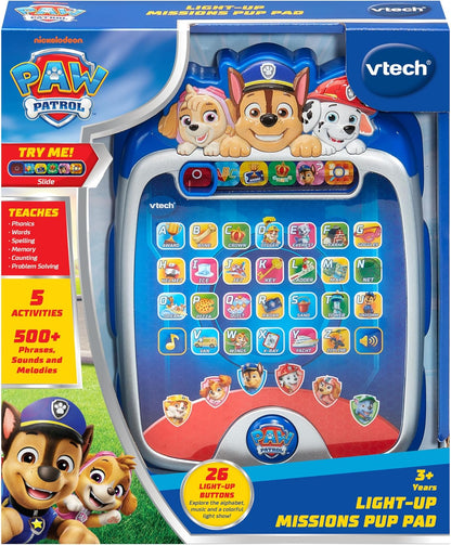 VTech PAW Patrol Light-Up Missions Pup Pad | Interactive Educational Learning Tablet with 26 Light-Up Buttons, 500+ Sounds, Phonics & Alphabet Toy for Kids