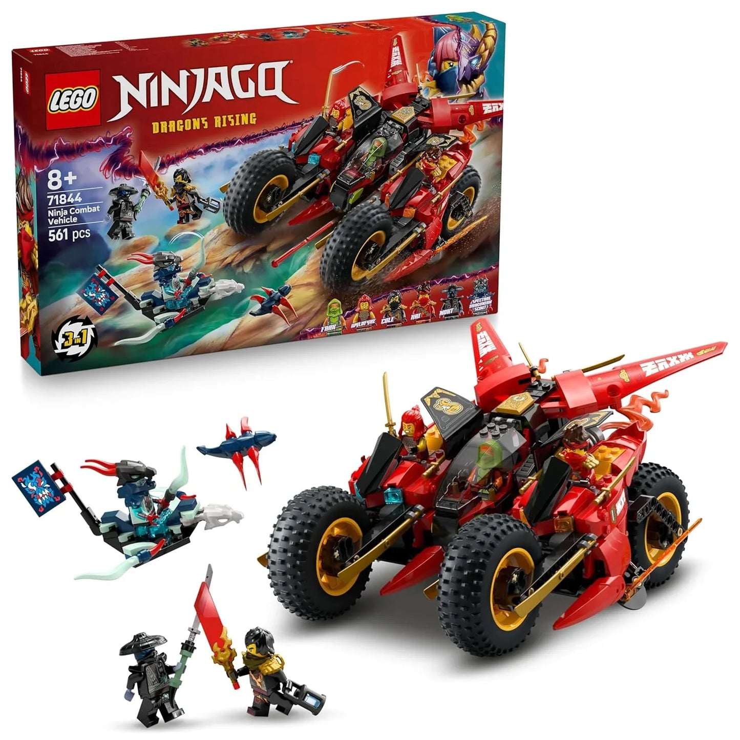 LEGO NINJAGO Ninja Combat Vehicle 3-in-1 Toy Building Set 71844 Building Blocks Toys for 8+ Gift for Boys and Girls - Jaiman Toys