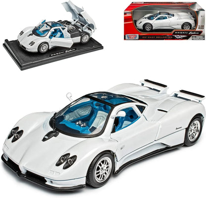 Motormax Pagani Zonda C12 Coupe White 1/18 Model Car with or without Individual Number Plate - Jaiman Toys