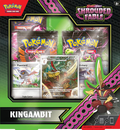 Pokémon TCG Scarlet & Violet Shrouded Fable Kingambit Illustration Collection | 3 Promo Cards + 4 Booster Packs
