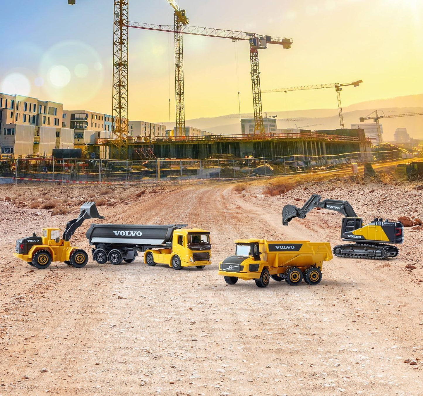 Majorette Volvo Construction Die-Cast Vehicle Set (5 Vehicles) | Official Volvo Machines | Metal Body | 1:64 Scale | 3+ Years