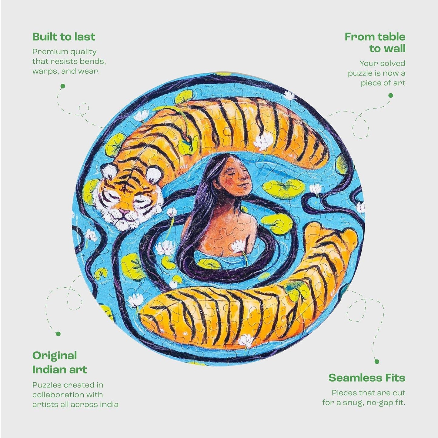 Jigsaw Nation 100 Piece Circle Puzzle – Endangered Circle of Life by Annada Menon | Artistic Circular Jigsaw Puzzle for Kids & Adults