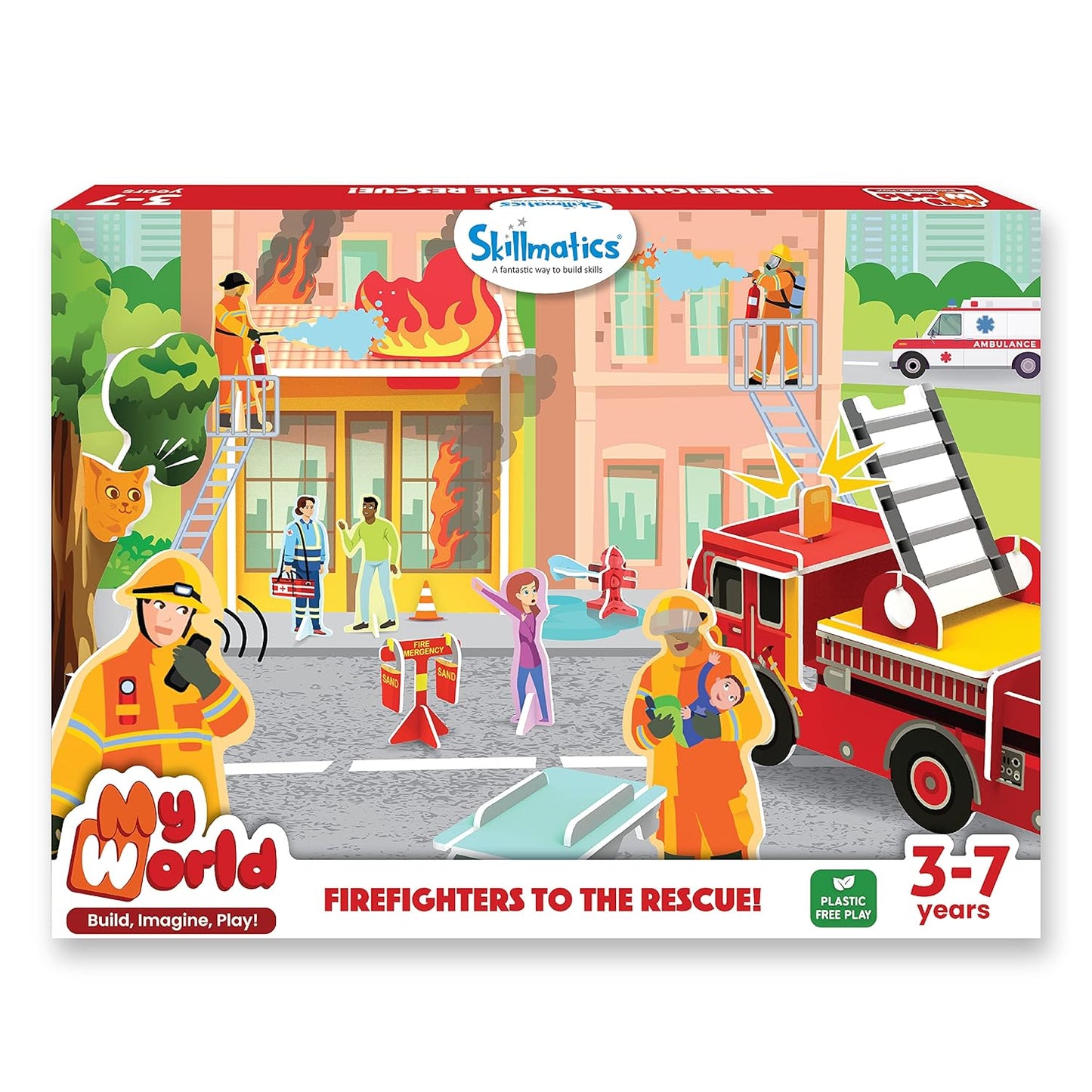 Skillmatics My World-Firefighters To The Rescue, Stem Building Playset & Learning Toy For Preschool Kids, Gifts For Ages 3 To 7, Multi color