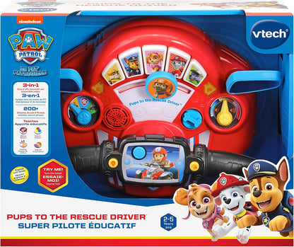 VTech PAW Patrol Pups to the Rescue Driver | Interactive Pretend Driving Dashboard with Lights, Sounds, Character Missions & Educational Learning Toy | Red