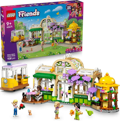 LEGO Friends 42671 Plant Café & Flower Shop Toy - Building Set with 4 Mini Dolls, a Cat Figure, a Tram and Kitchen Accessories incl. Pastries, Cups & a Teapot - Birthday Gift for 9+ Year Old Girls