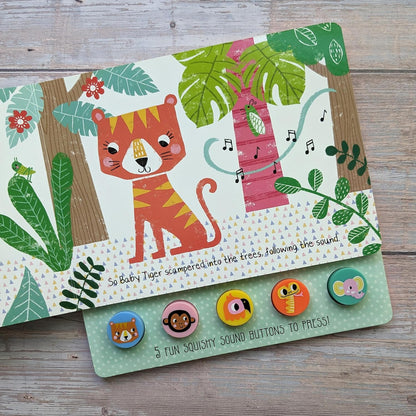North Parade What Did Tiger Hear? Press & Play Animal Sound Book with 5 Squishy Sound Buttons