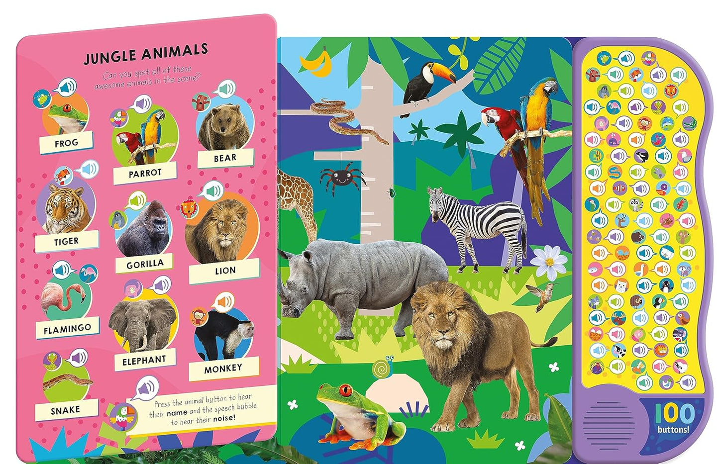 North Parade 100 Button Look and Find Animal Words and Sounds Interactive Sound Book for Kids