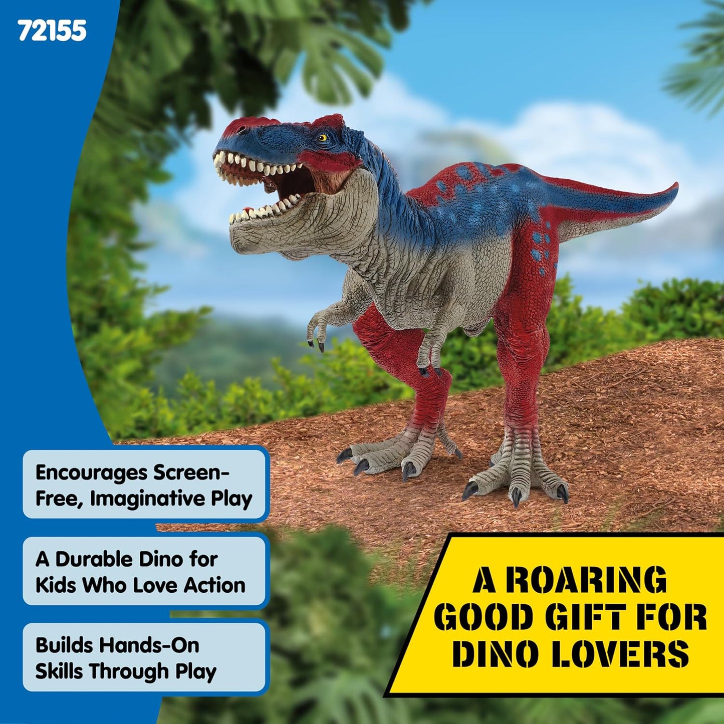 schleich Dinosaurs - Red and Blue T Rex Action Figure with Movable Jaw - 11" Length, Realistic Tyrannosaurus Rex Dino Figurine - Large Dinosaur Toy for Imaginative Play Boys and Girls Ages 5+ | 72155
