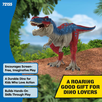 schleich Dinosaurs - Red and Blue T Rex Action Figure with Movable Jaw - 11" Length, Realistic Tyrannosaurus Rex Dino Figurine - Large Dinosaur Toy for Imaginative Play Boys and Girls Ages 5+ | 72155