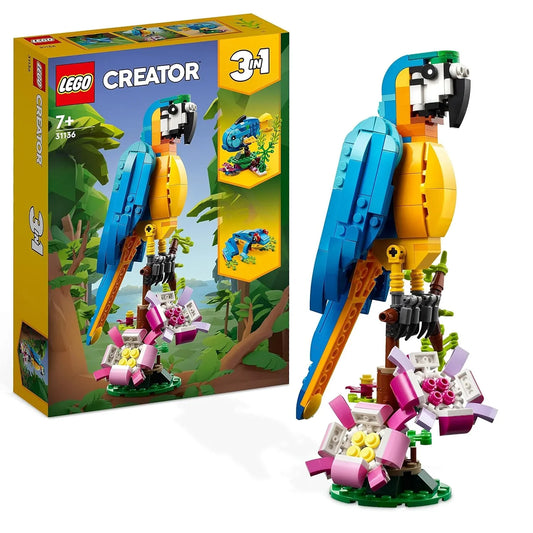 LEGO Creator Exotic Parrot 31136 Building Toy Set; Parrot, Fish and Frog Construction Models for Kids Aged 7+ - Jaiman Toys