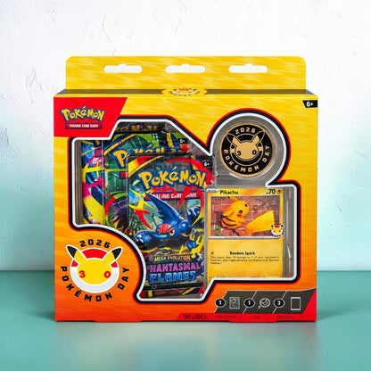 Pokemon TCG Pokemon Day 2026 Collection – Pikachu | Stamped Foil Promo Card + 30th Anniversary Coin + 3 Booster Packs