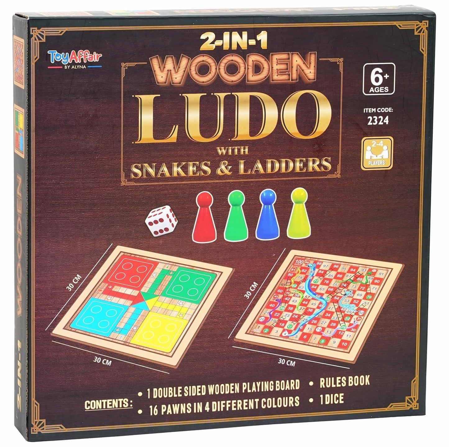 Toyaffair 2-in-1 Wooden Board Game – Ludo & Snakes & Ladders Portable Family Game Set