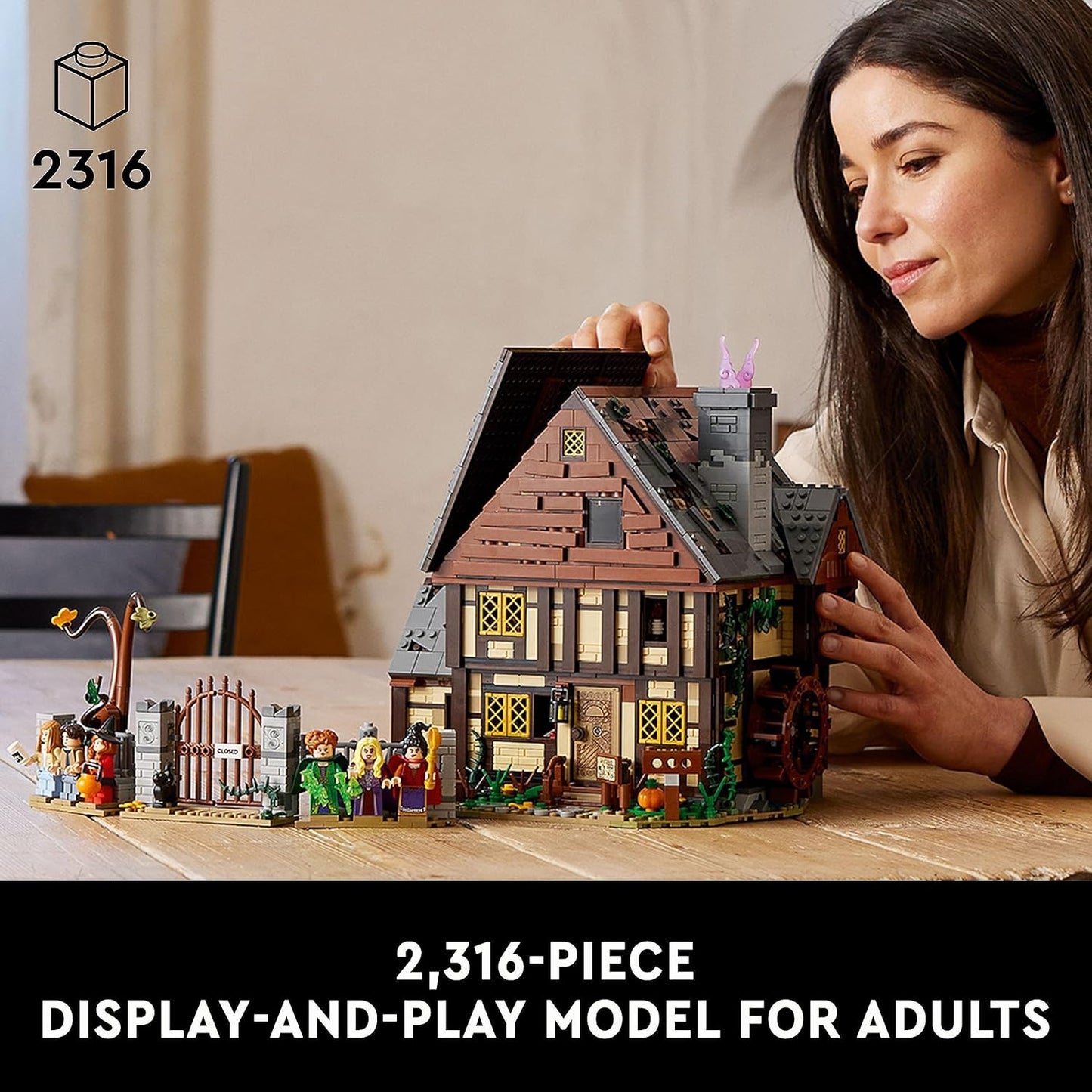 LEGO 21341 Ideas Disney Hocus Pocus: The Sanderson Sisters' Cottage Building Set for Adults – Collectible Halloween Display Model (2,316 Pieces)