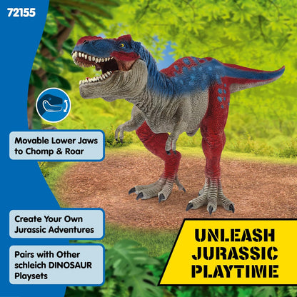 schleich Dinosaurs - Red and Blue T Rex Action Figure with Movable Jaw - 11" Length, Realistic Tyrannosaurus Rex Dino Figurine - Large Dinosaur Toy for Imaginative Play Boys and Girls Ages 5+ | 72155