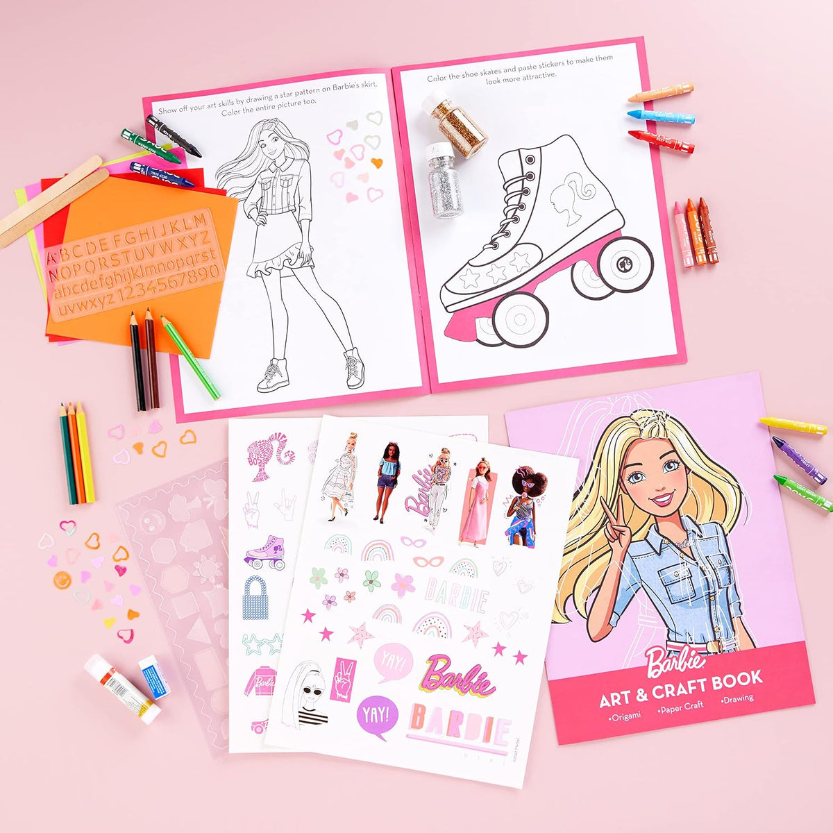 Barbie Creative Activity Kit for Kids Age 7+ | DIY Art & Craft Kit with Drawing, Coloring, Origami, Stickers & Creative Activities