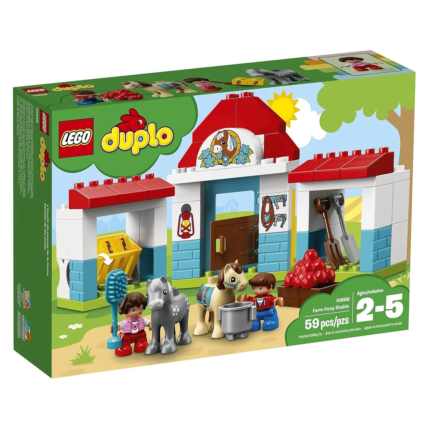 LEGO 10868 DUPLO Town Farm Pony Stable Building Kit – 59 Piece Educational Set for Toddlers