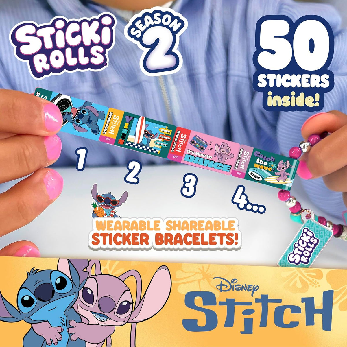 STICKI Rolls Stitch Sticki Capsule Season 2 – Sticker Bracelet Kit | Wearable & Shareable, 50 Holographic Stitch Stickers, Mystery Bracelet, DIY...