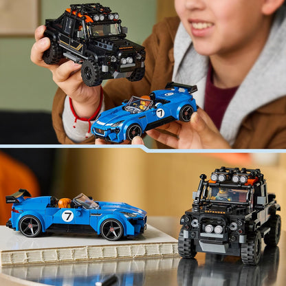 LEGO 77264 Speed Champions Jaguar Project 7 & Land Rover Defender – 2-Car Set with 2 Driver Minifigures, Ages 10+