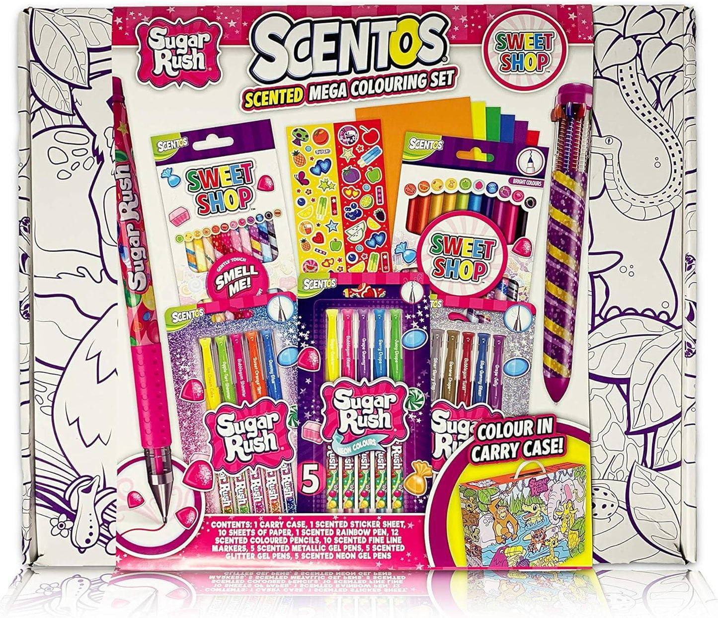 Scentos Sugar Rush Sweet Shop Scented Mega Colouring Set - Jaiman Toys
