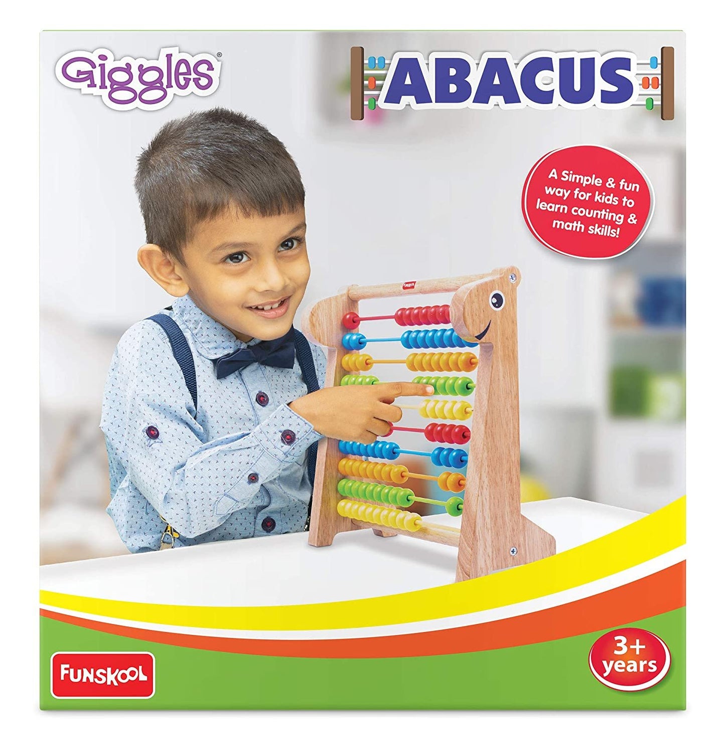 Giggles - Abacus, Multicolour Wooden Educational Toy, Early Math Skills, 3 Years &amp; Above, Preschool Toys (1 pieces)